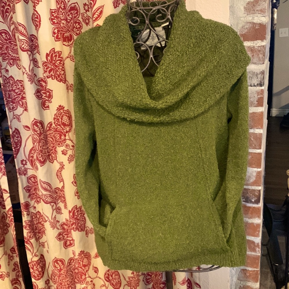 Anthropologie Angel of the North Cowl-neck Army-green Sweater (size medium)